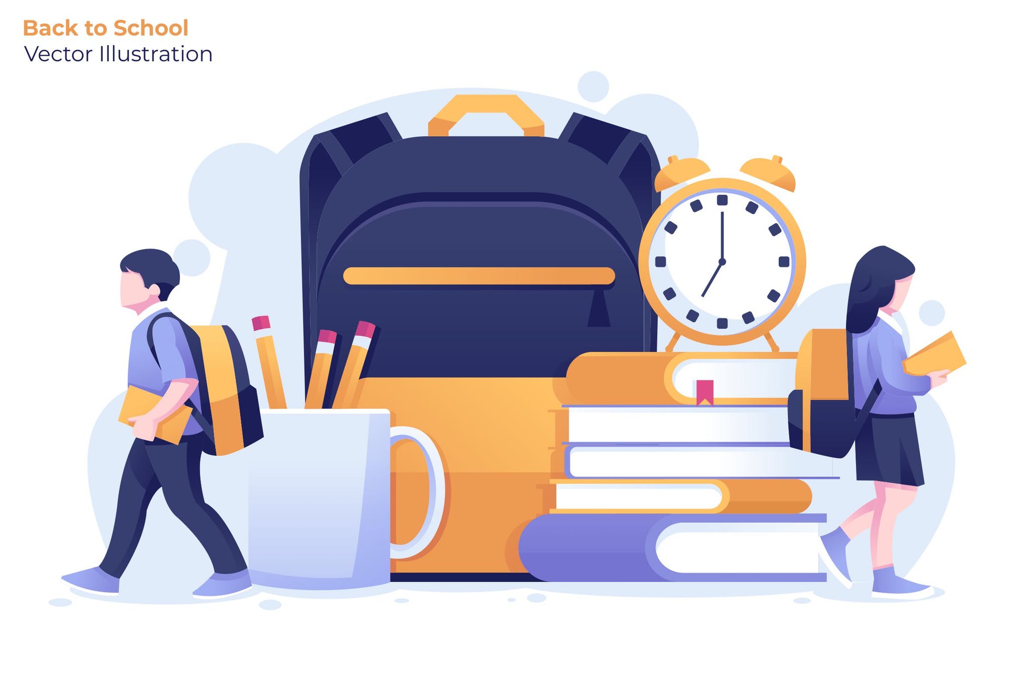 学校教学创意插画素材下载back to school vector illustration