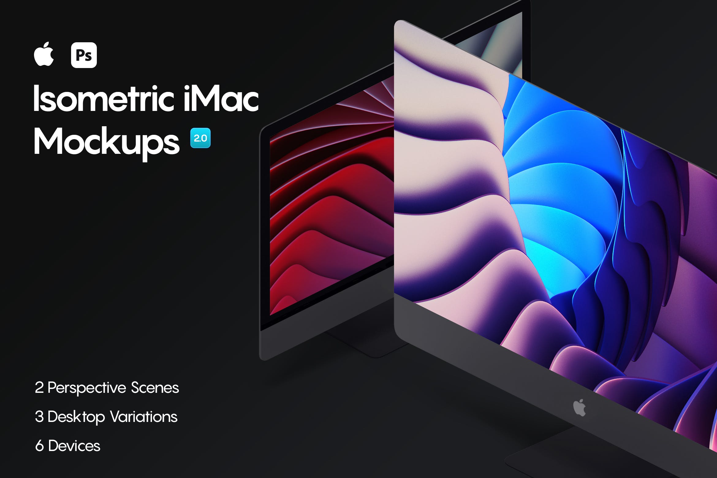 多场景电脑模板展示样机素材Isometric iMac Mockup 2.0