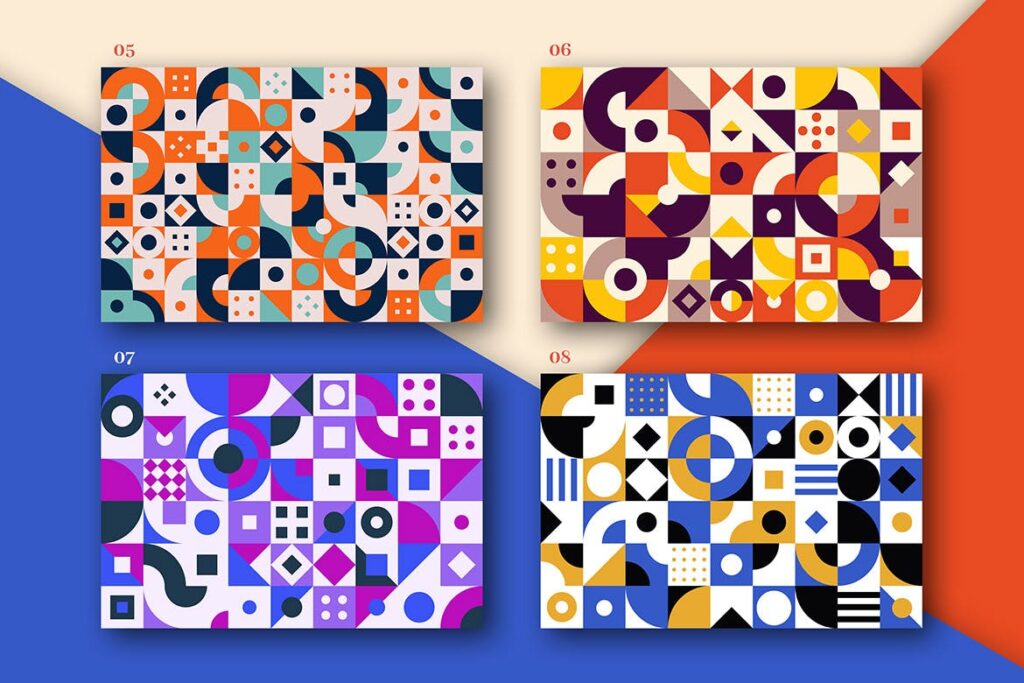 8个有趣和多彩的创意几何平面构成图案abstractgeometricpatterns