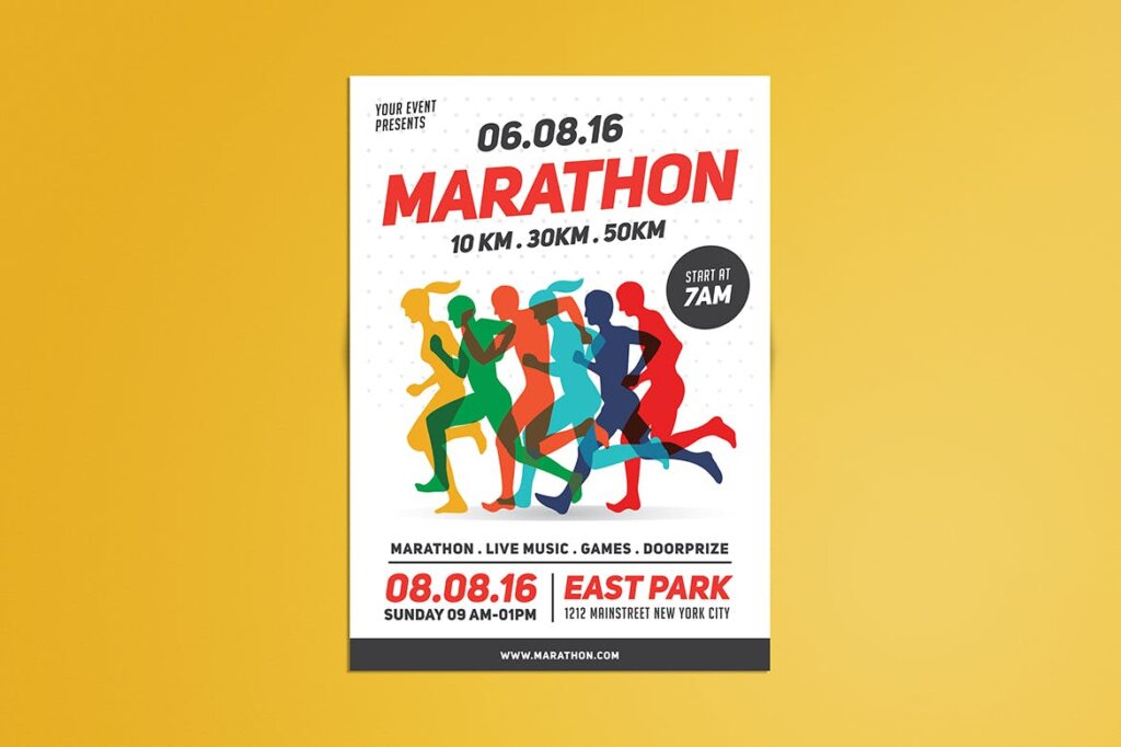 马拉松运动比赛活动传单海报模板marathoneventflyerzn5p3b