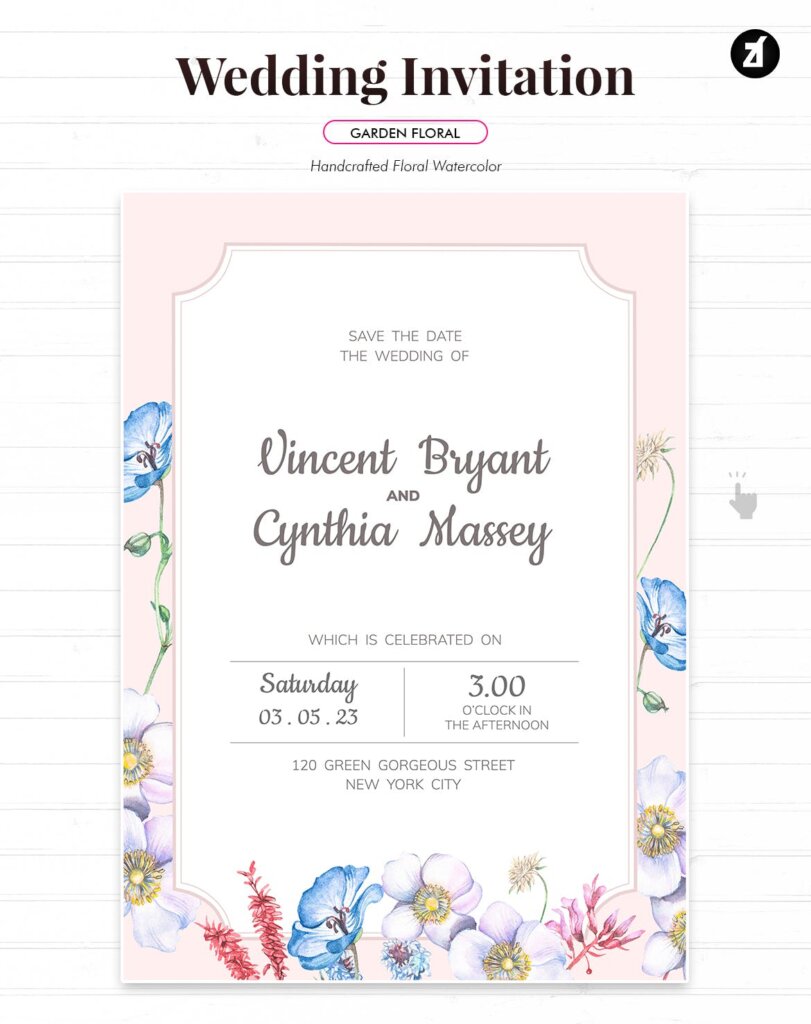 模板素材下载floralhanddrawnwatercolorweddinginvitationbpsrdn3