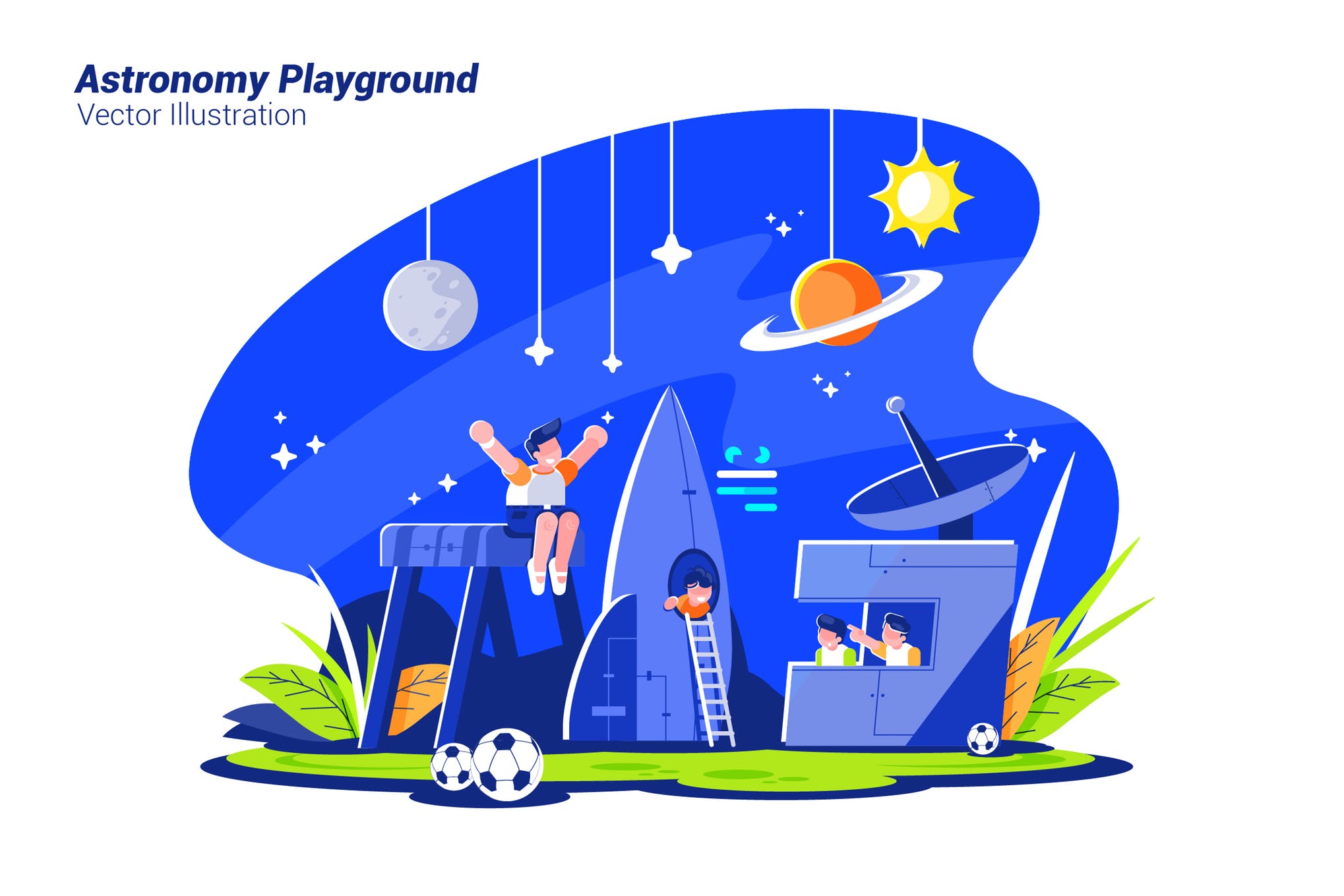 天文游乐场场景插画素材下载astronomy playground vector