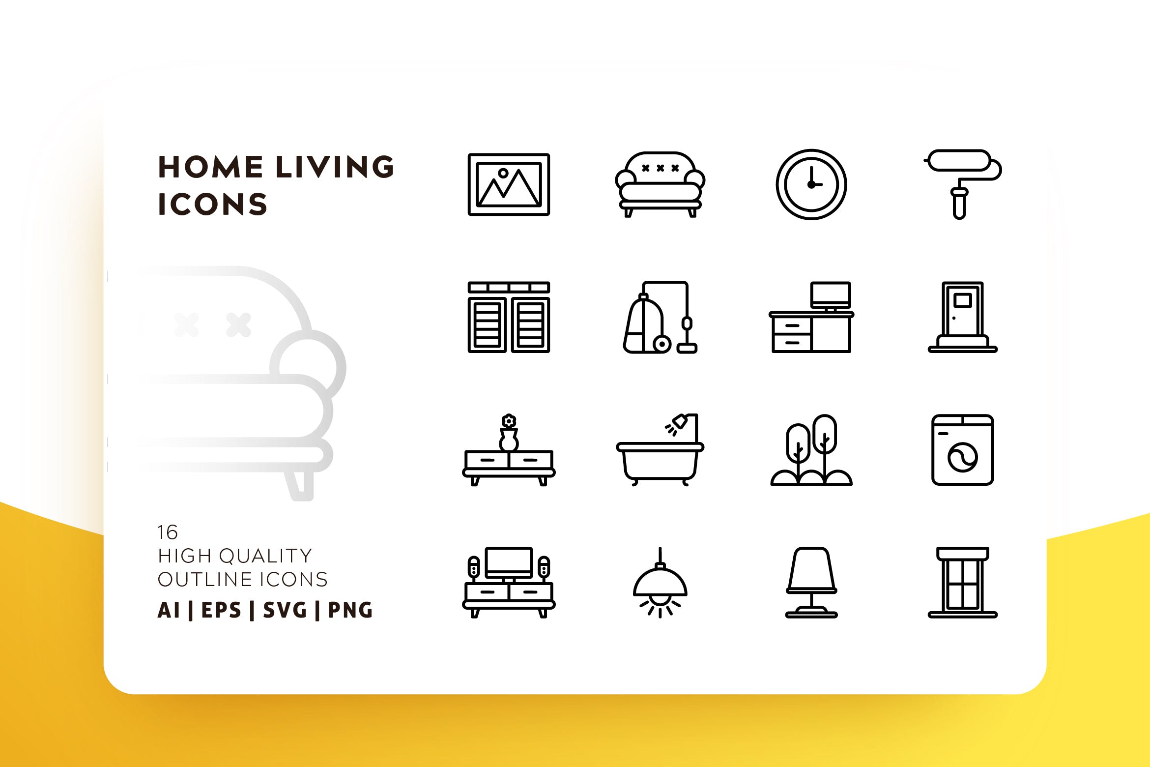 家庭生活线性图标原文件下载HOME LIVING OUTLINE