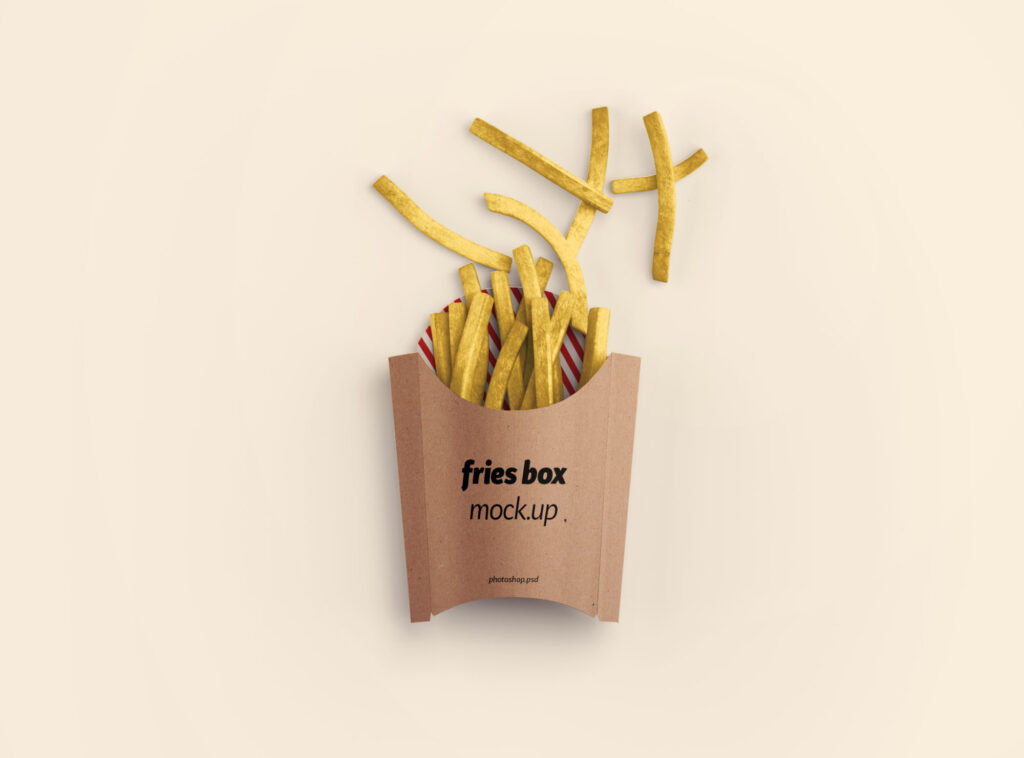 薯条盒快餐样机素材模板样机下载Fries Box Mockup插图