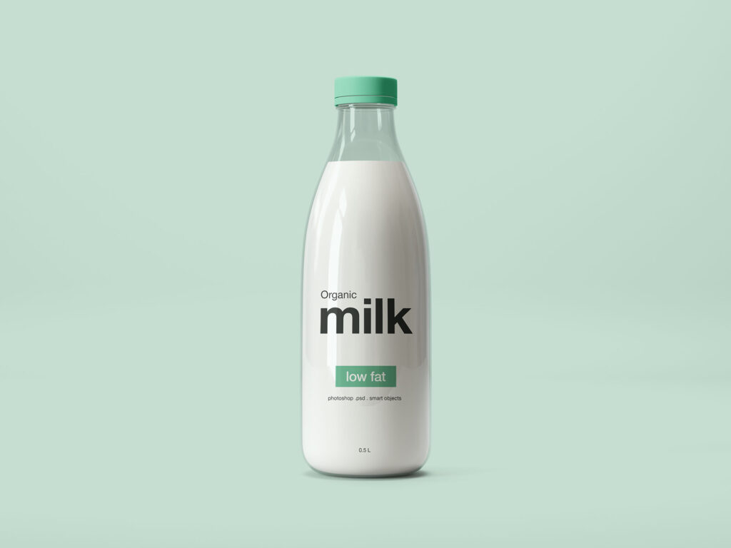 精致牛奶玻璃牛奶瓶样机素材源文件模板下载Milk Glass Bottle Mockup插图1