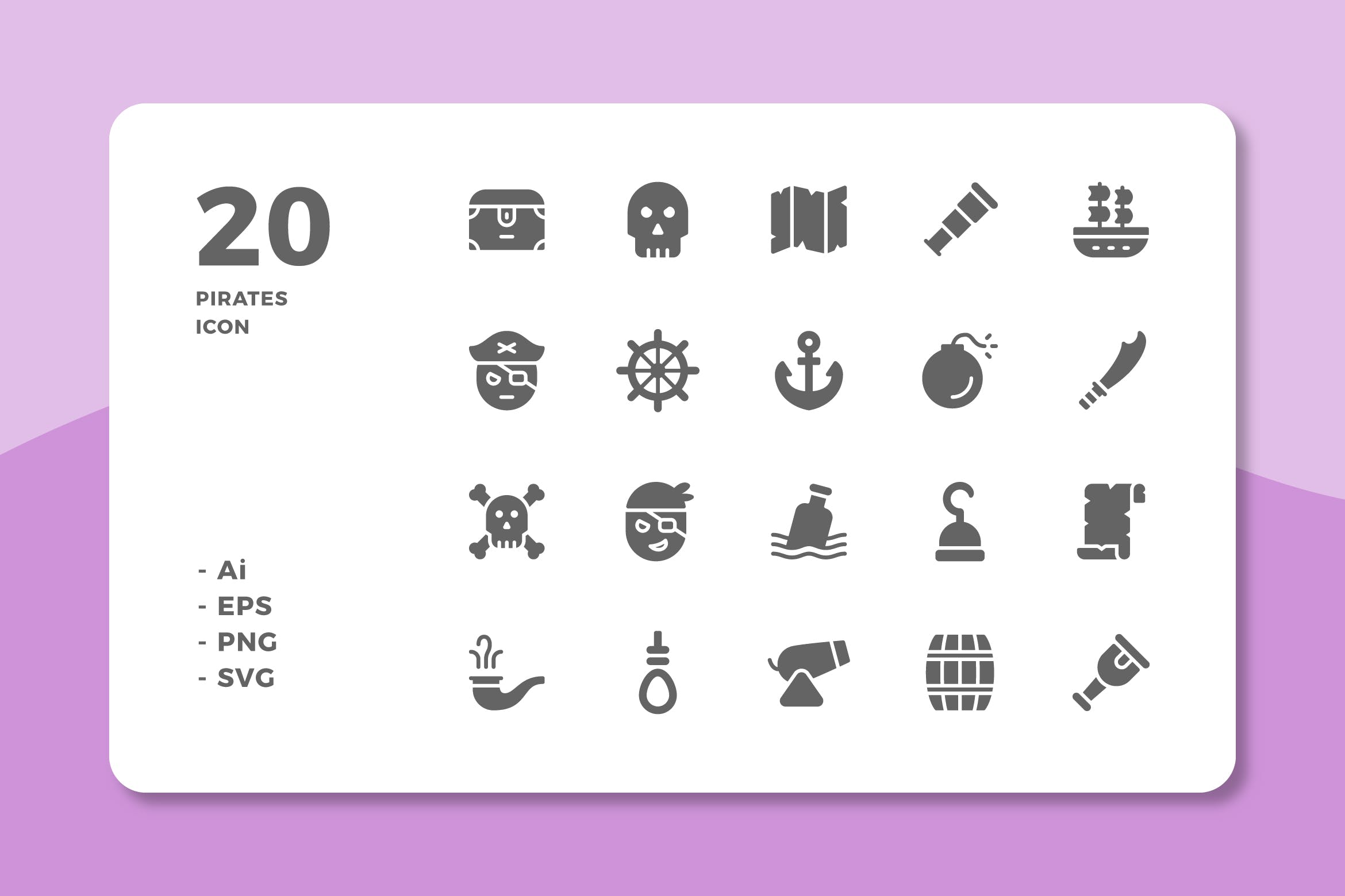 20个高品质的海盗图标合集20 Pirates Icons (Solid)插图