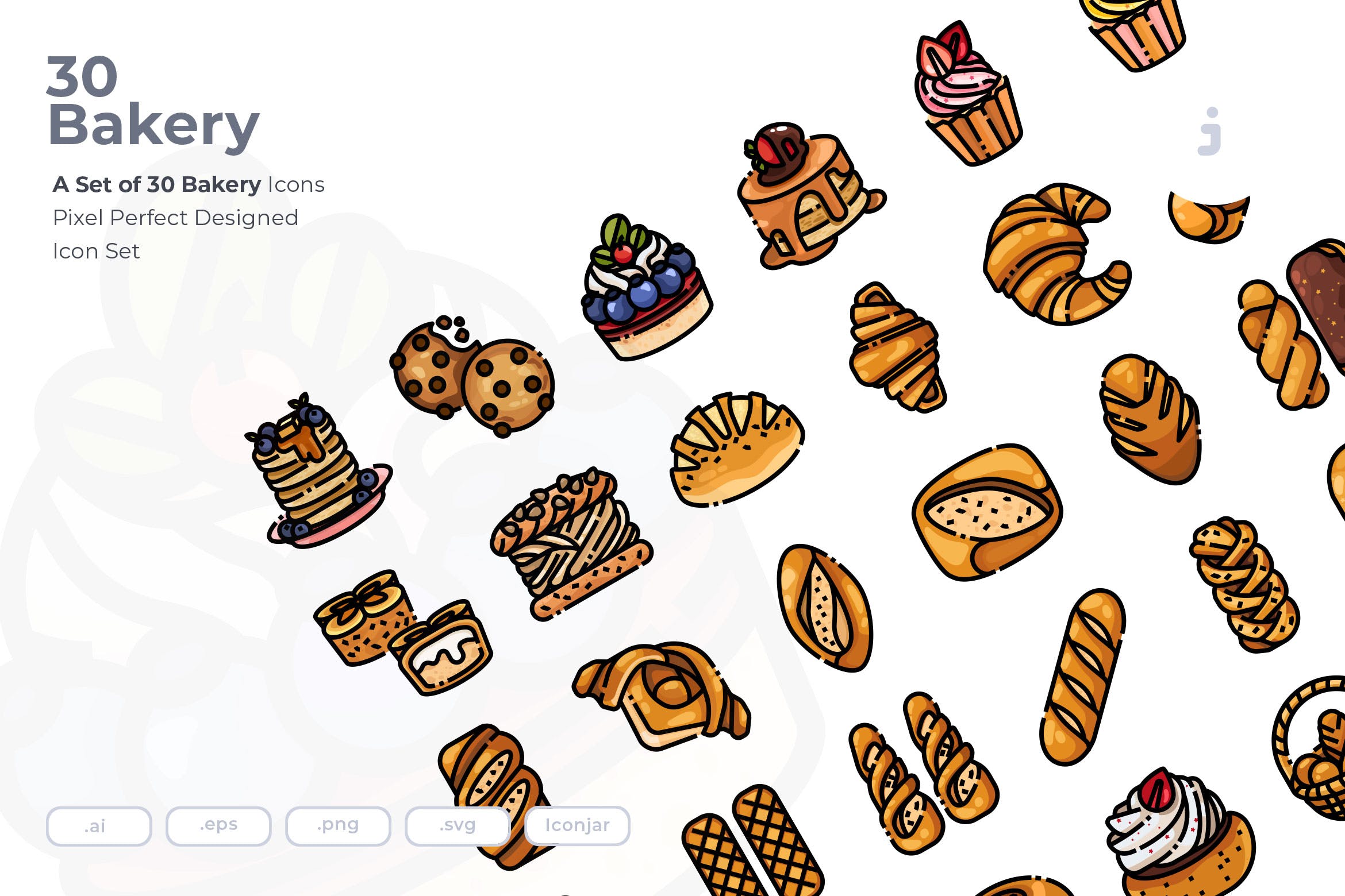  30个面包房元素描边风图标源文件下载30 Bakery Icons Uf6jcgn