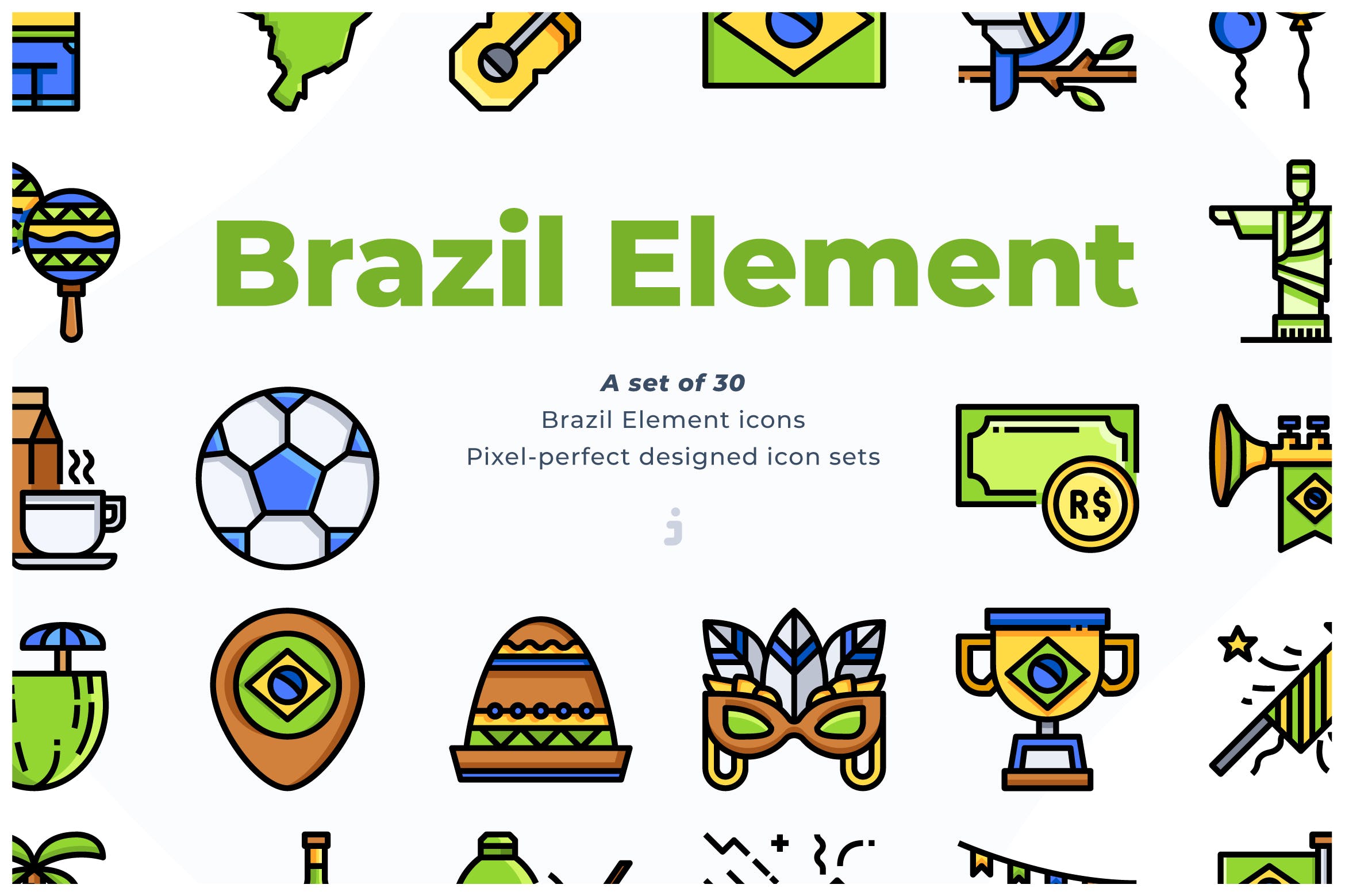 30个巴西球赛元素矢量图标源文件下载30 Brazil Element Icons