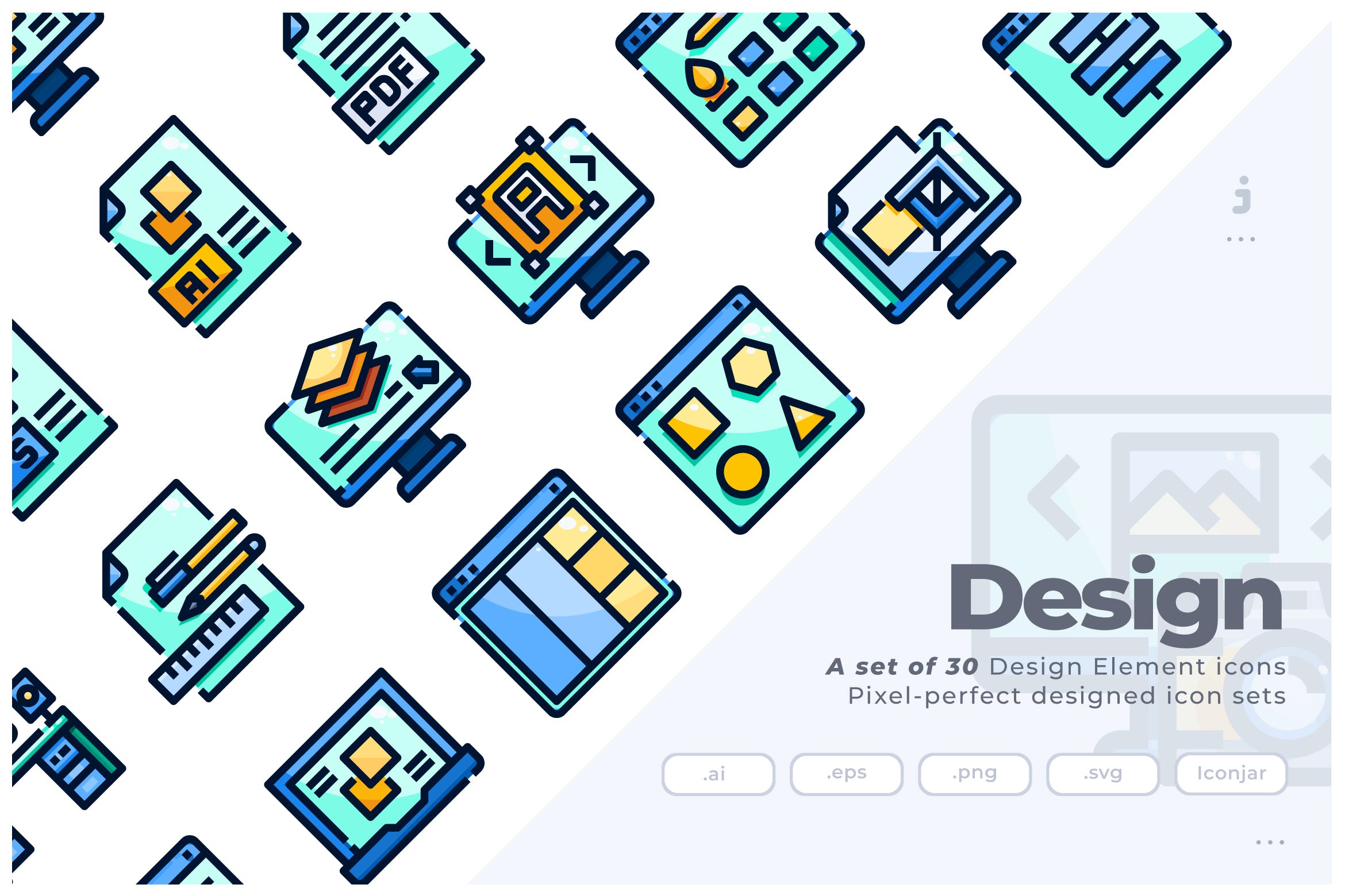 30个设计类元素描边风图标源文件下载30 Design Element Icons插图