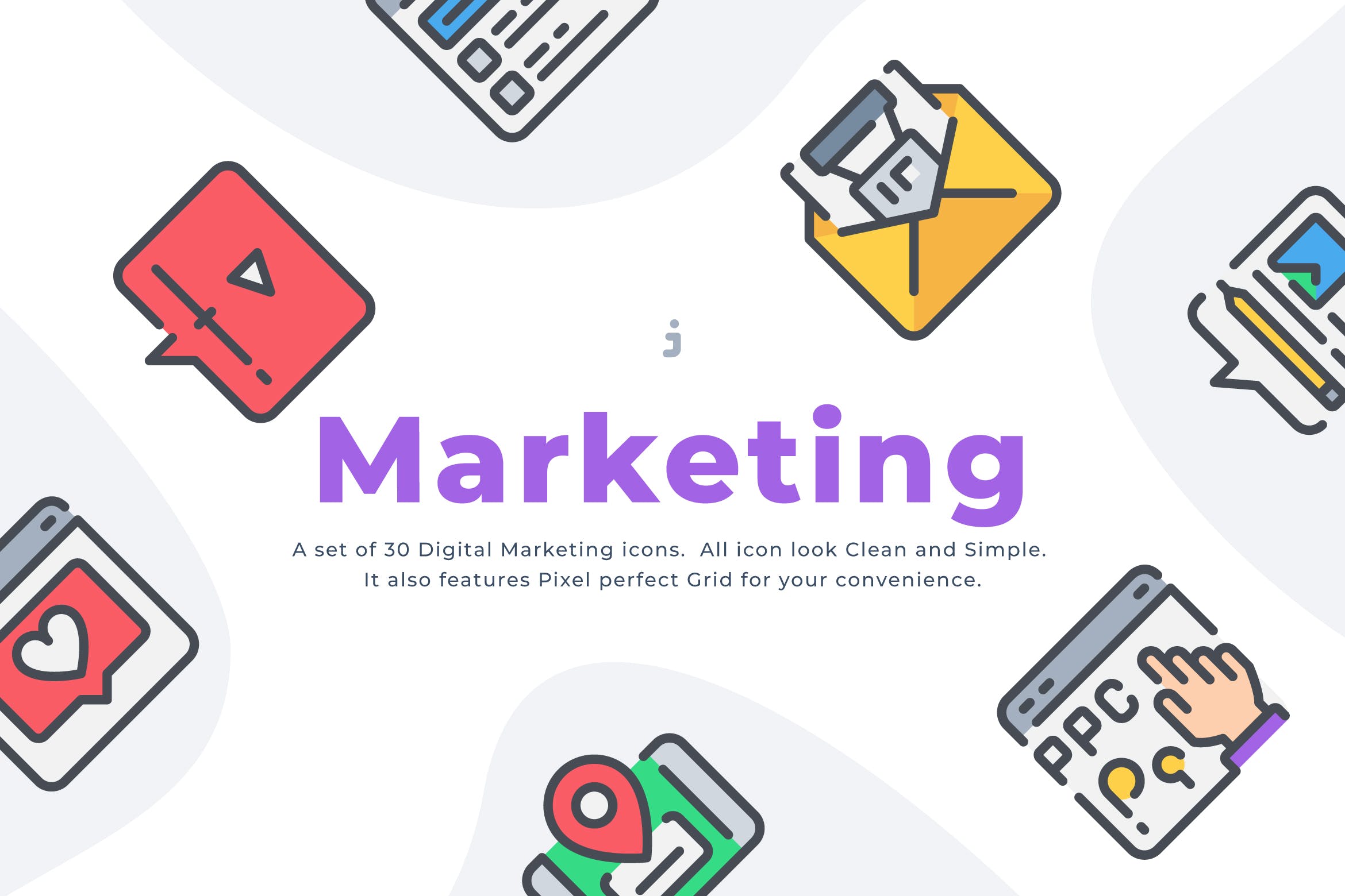 30个数字营销图标集原文件下载30 Digital Marketing icon set