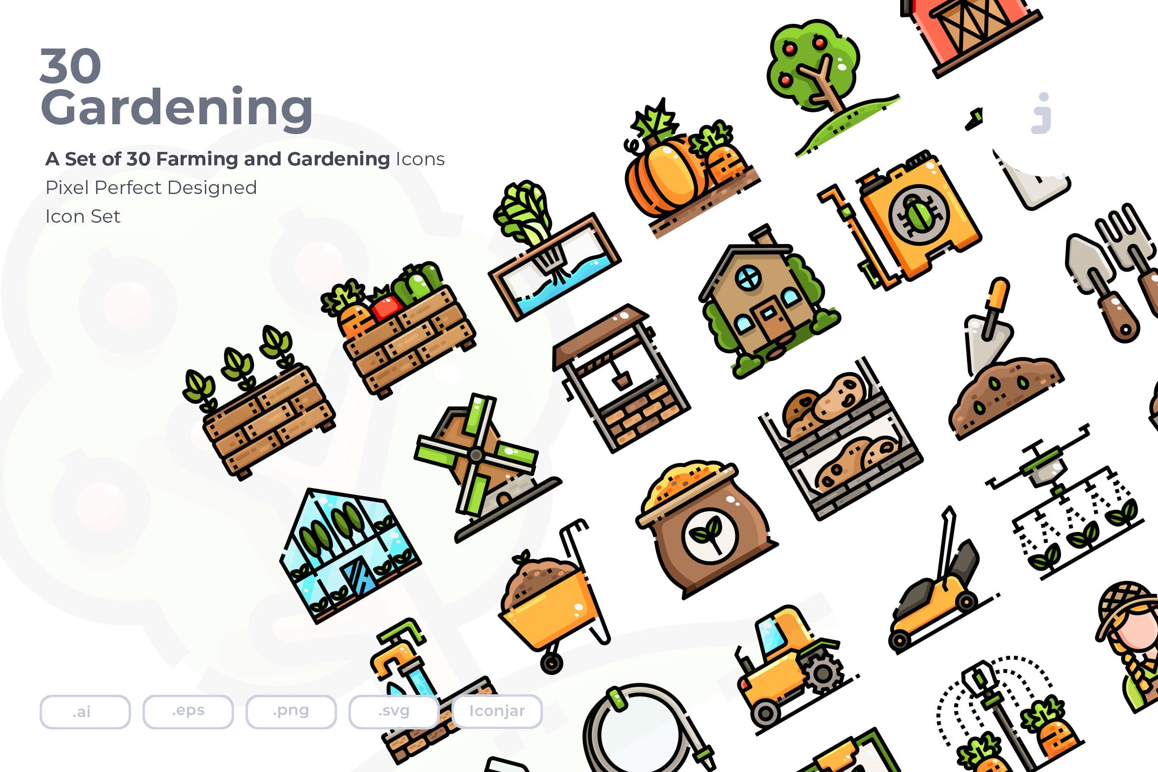 30个园艺描边风图标源文件下载30 Gardening Icons插图