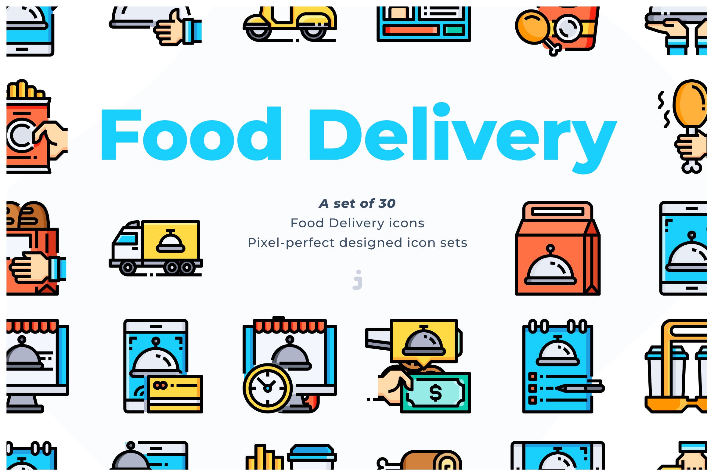 30个送餐外卖元素图标源文件下载30 Food Delivery Icons