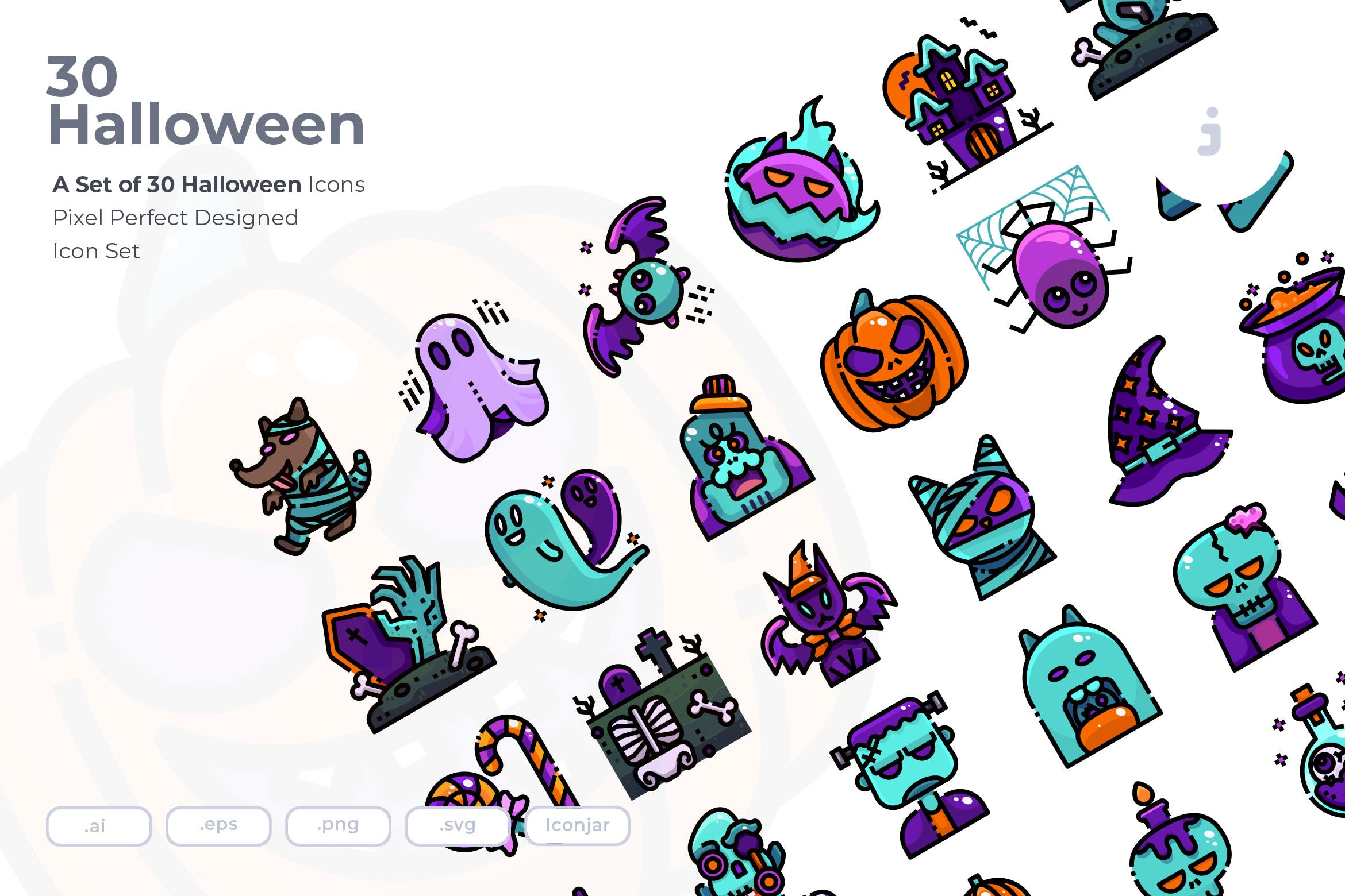 30个创意万圣节描边风图标源文件下载30 Halloween Icons插图