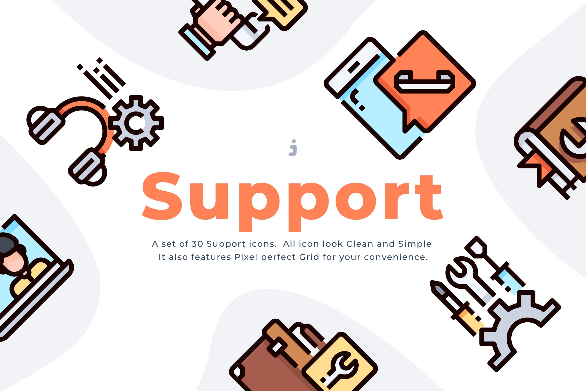 设置和支持相关系列描边风图标源文件下载30 Help and support Icon set