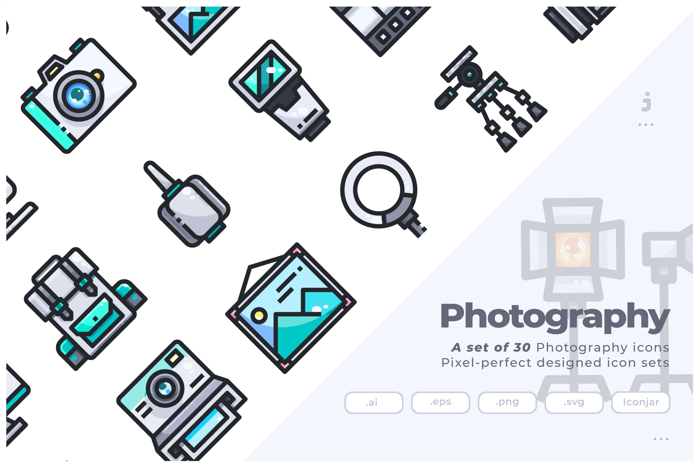  30个描边风摄影系列图标源文件下载30 Photography Icons
