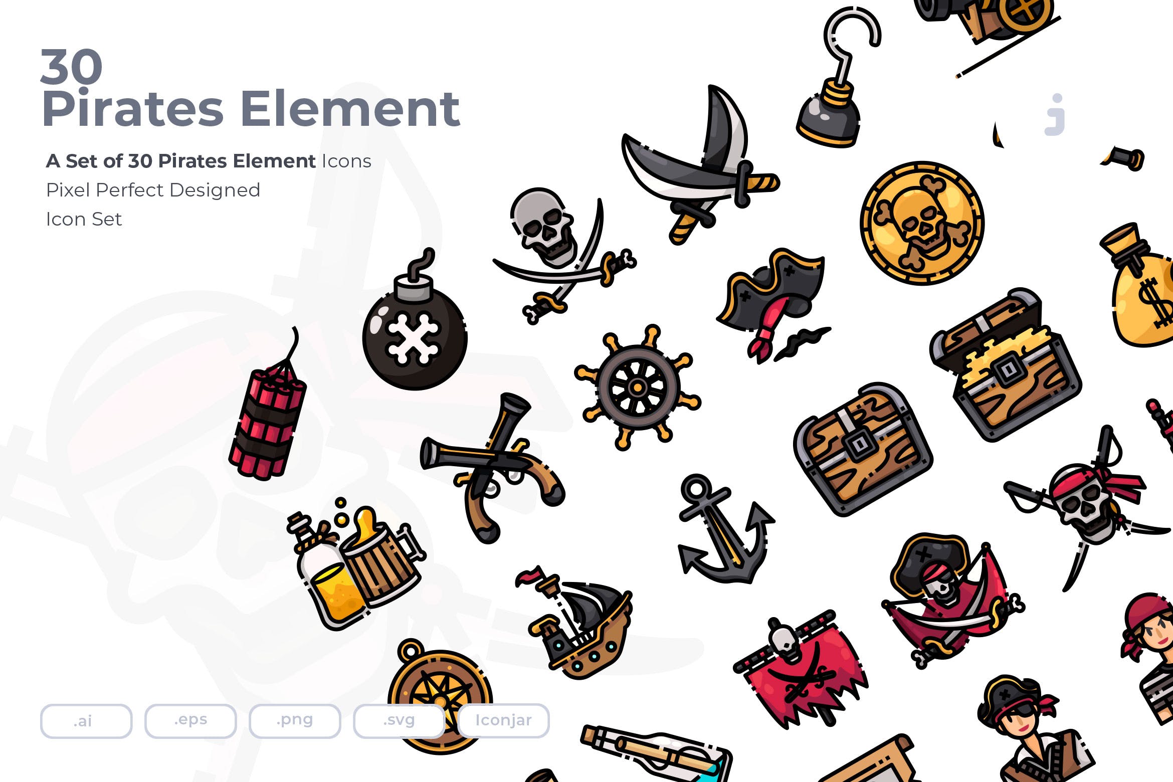 30海盗元素系列图标源文件下载30 Pirates Element Icons