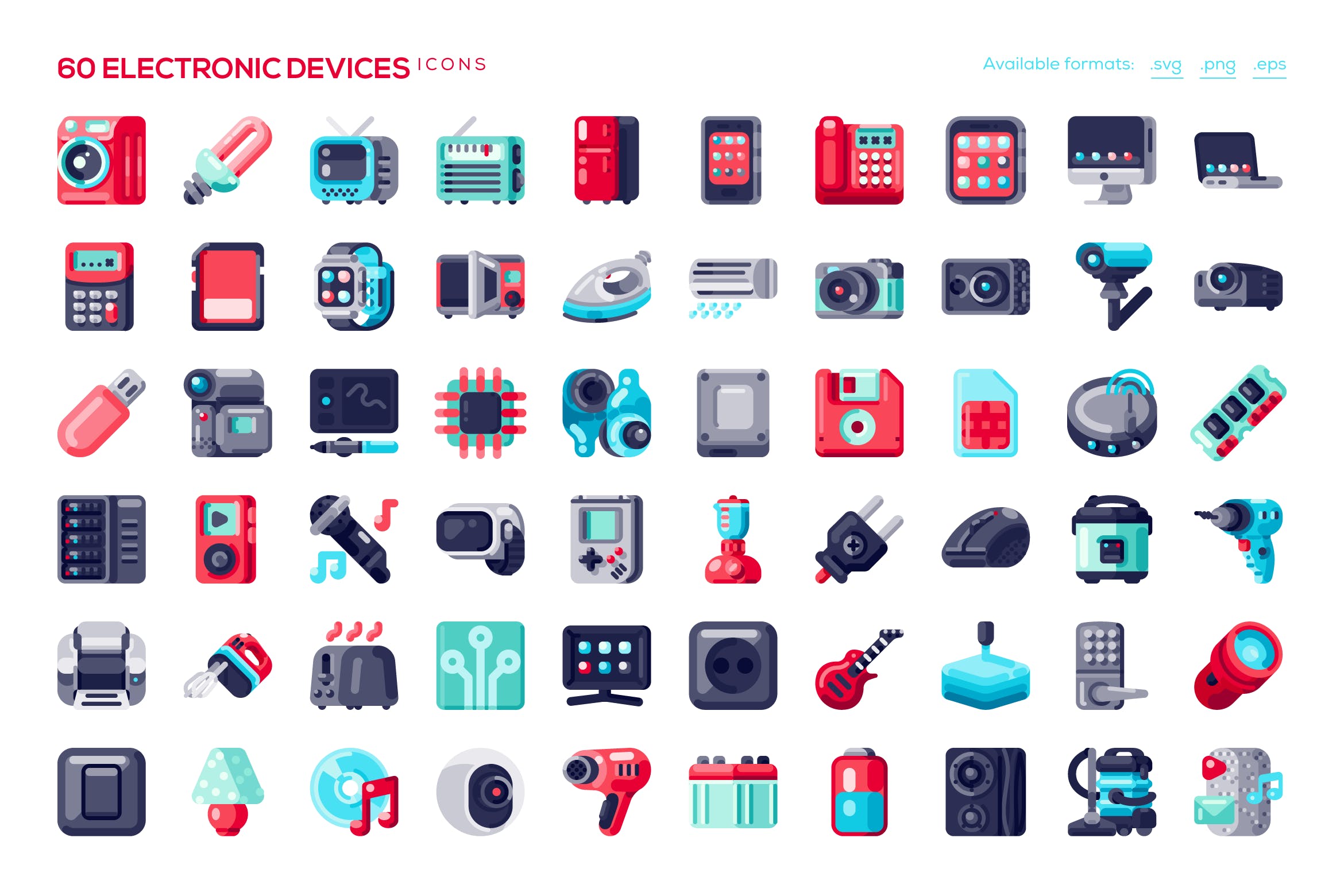 60个电子设备图标创意类矢量图标下载60 Electronic Devices Icons