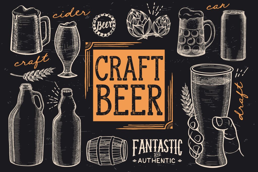 啤酒节主体手绘涂鸦元素装饰图案下载Beer Doodle Elements