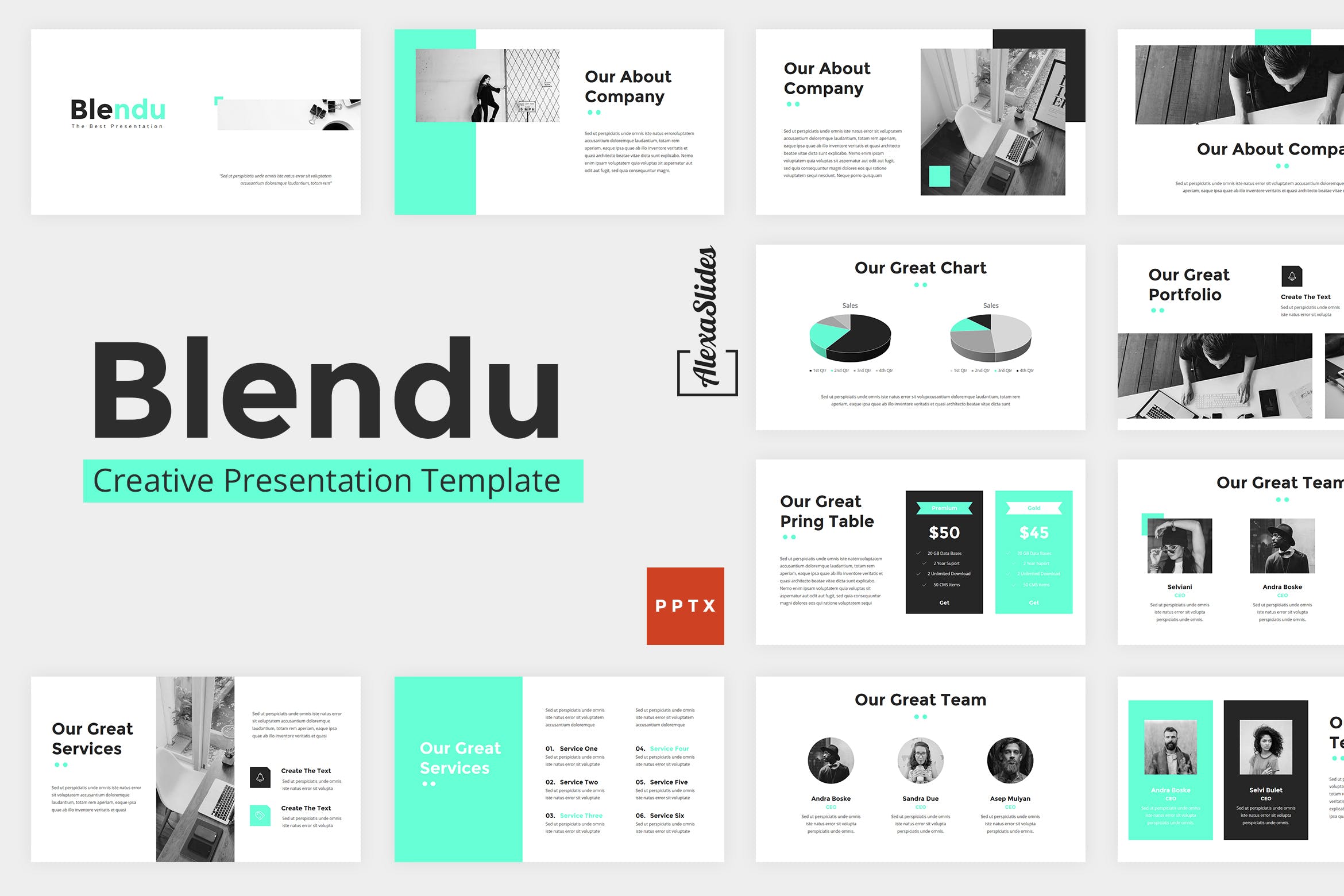 企业品牌营销商业展示幻灯片模版下载Blendu Powerpoint Presentation Template