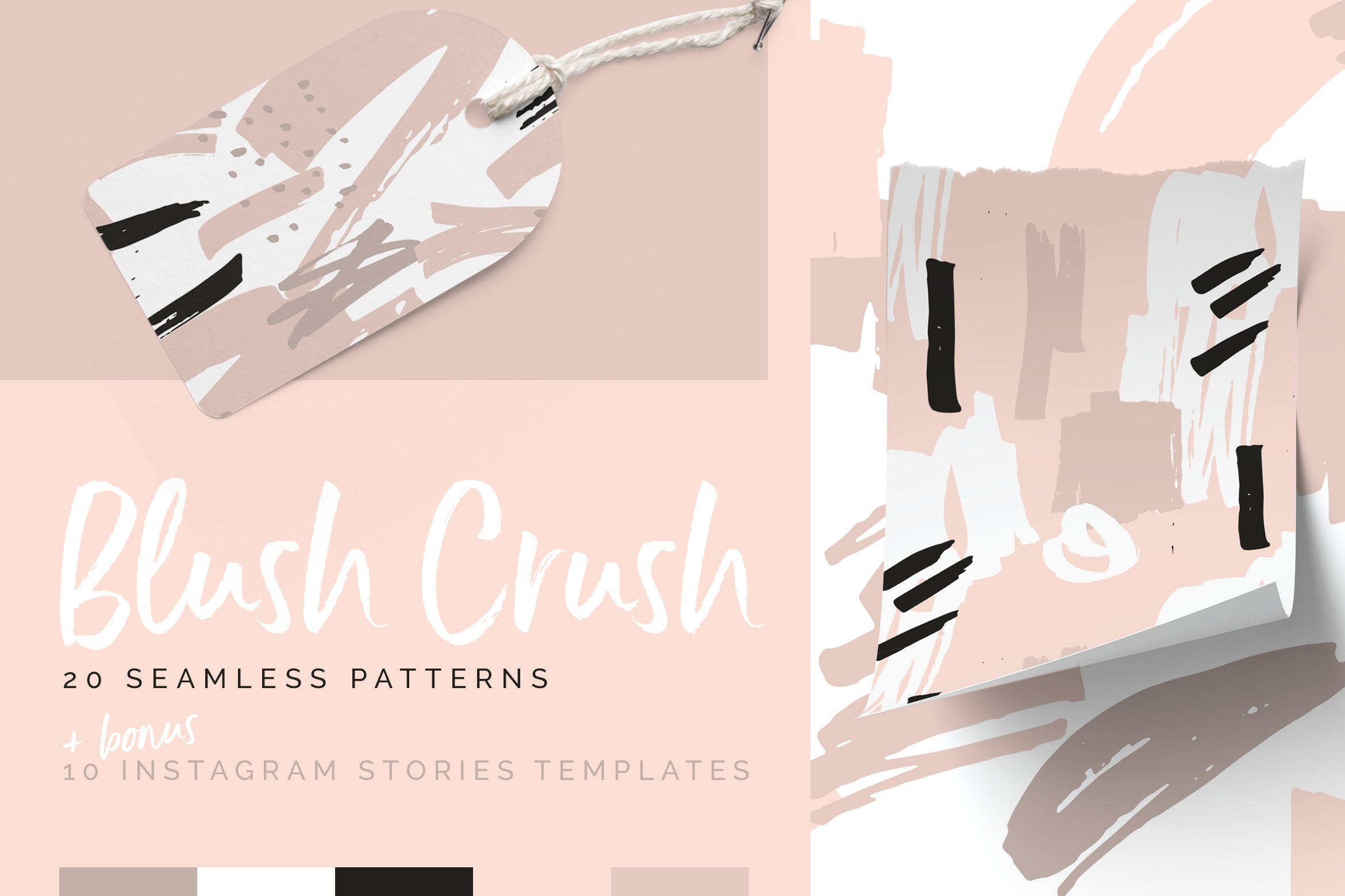 腮红粉红色系列装饰图案花纹素材Blush Crush Patterns Instagram Templates
