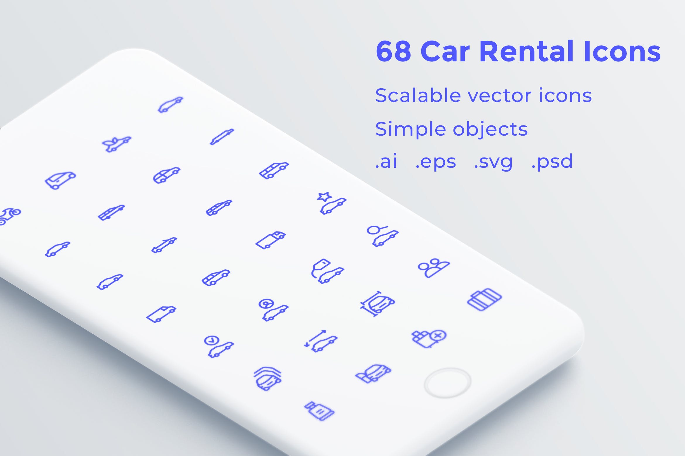 68个汽车租赁创意类线性图标源文件下载Car Rental Icons