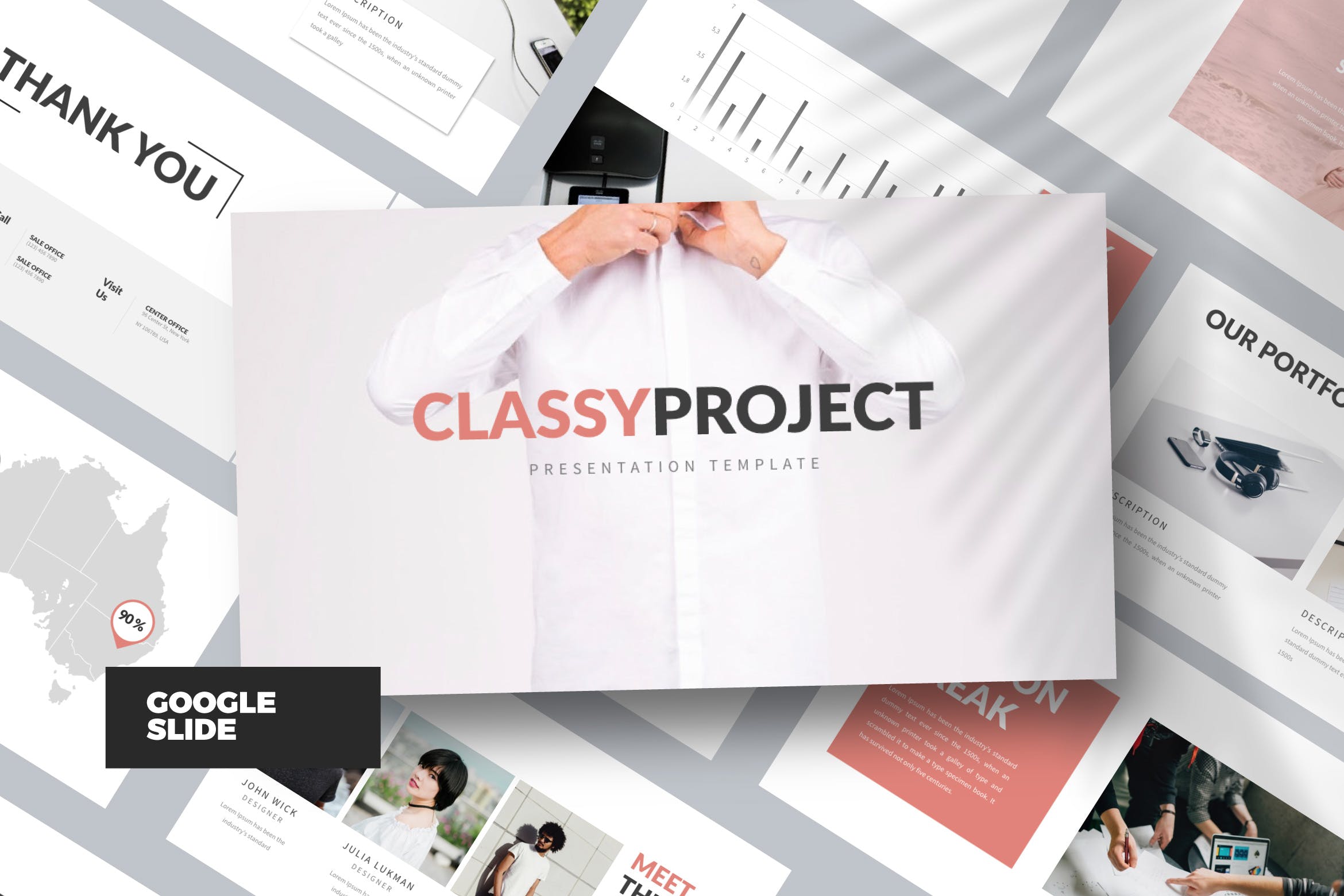企业宣传品牌策划PPT幻灯片模板Classy Minimal Google Slide White