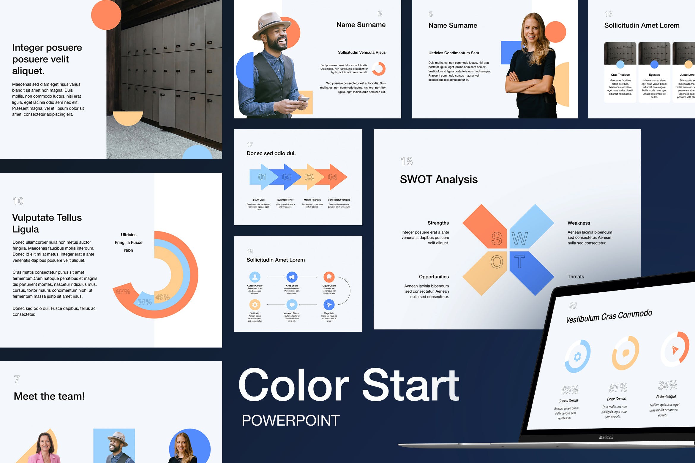几何图形创意版式发布会演讲企业路演幻灯片模版下载Color Start PowerPoint Template