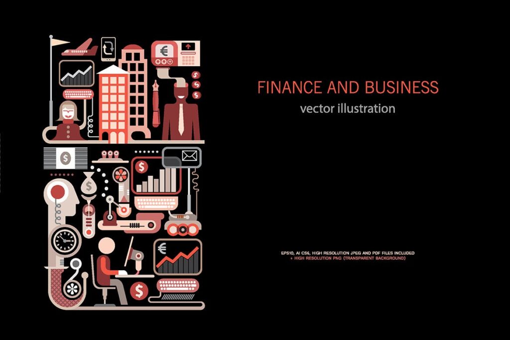 金融和商业场景矢量创意插图Finance and Business vector illustration