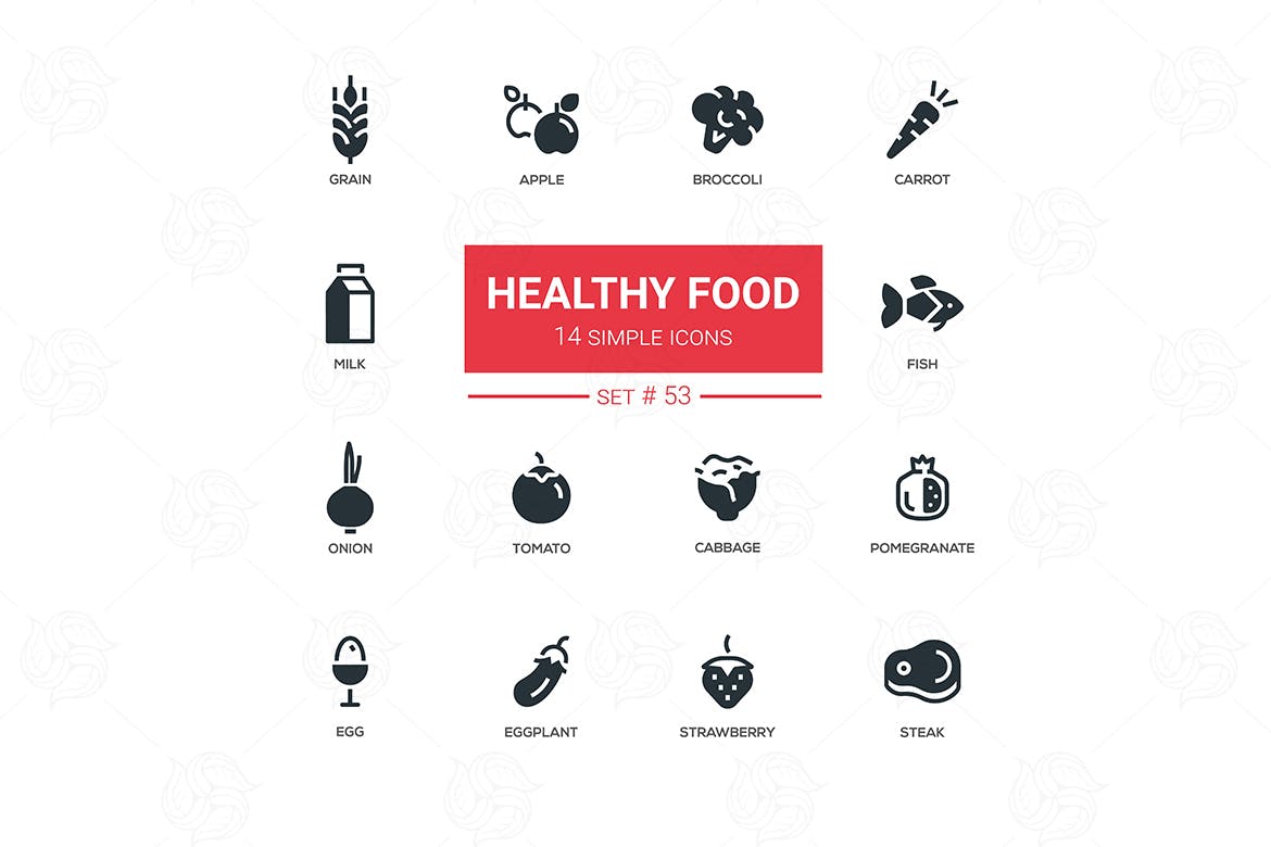 健康食品线性图标源文件下载Healthy food line design icons set