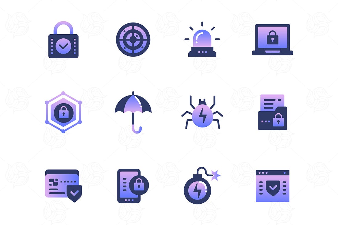 信息安全类扁平风图标源文件下载Information security set of icons插图