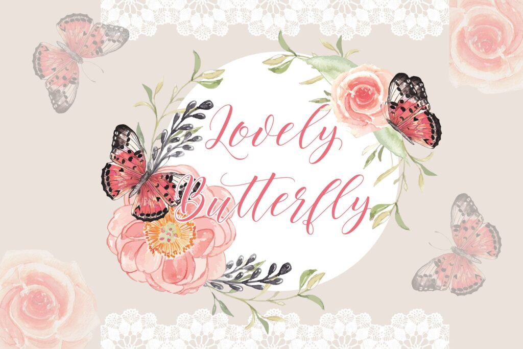 蝴蝶装饰元素图案婚礼邀请函装饰元素Lovely Butterfly VECTOR