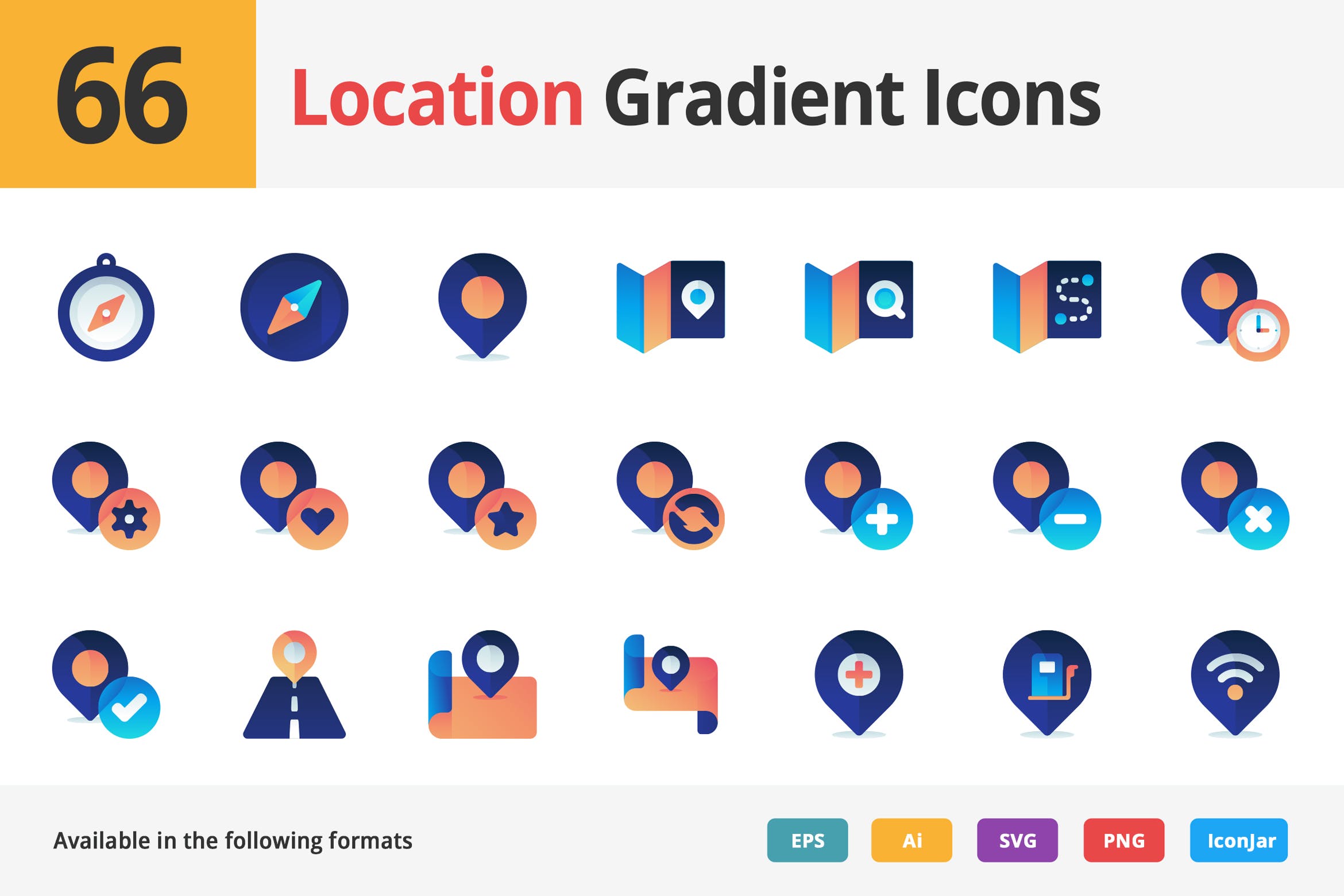 地图和位置系列矢量渐变风图标Maps and Locations Vector Gradient Icons