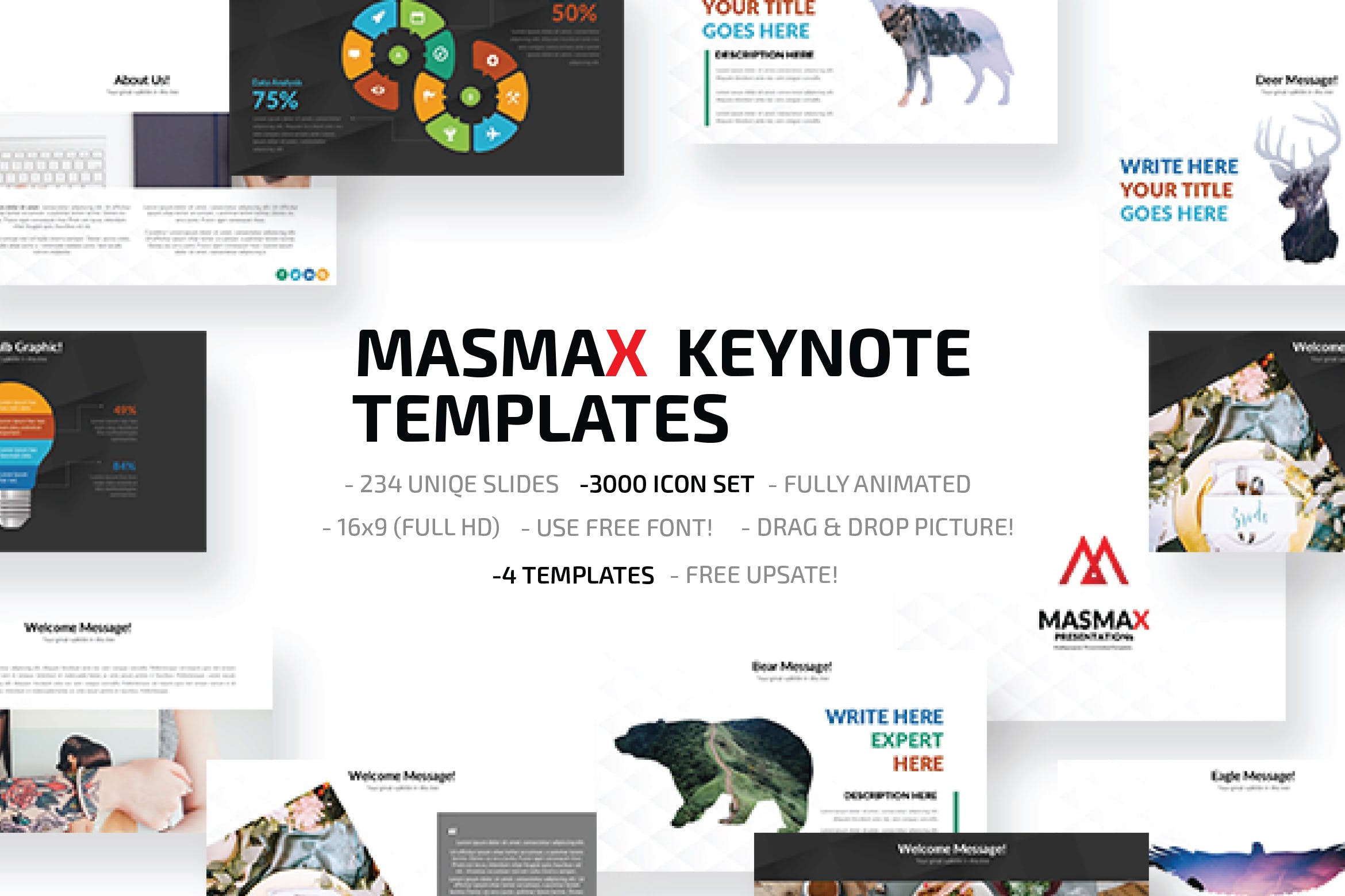 企业销售数据主题汇报展示演讲幻灯片模板Masmax Keynote Template插图