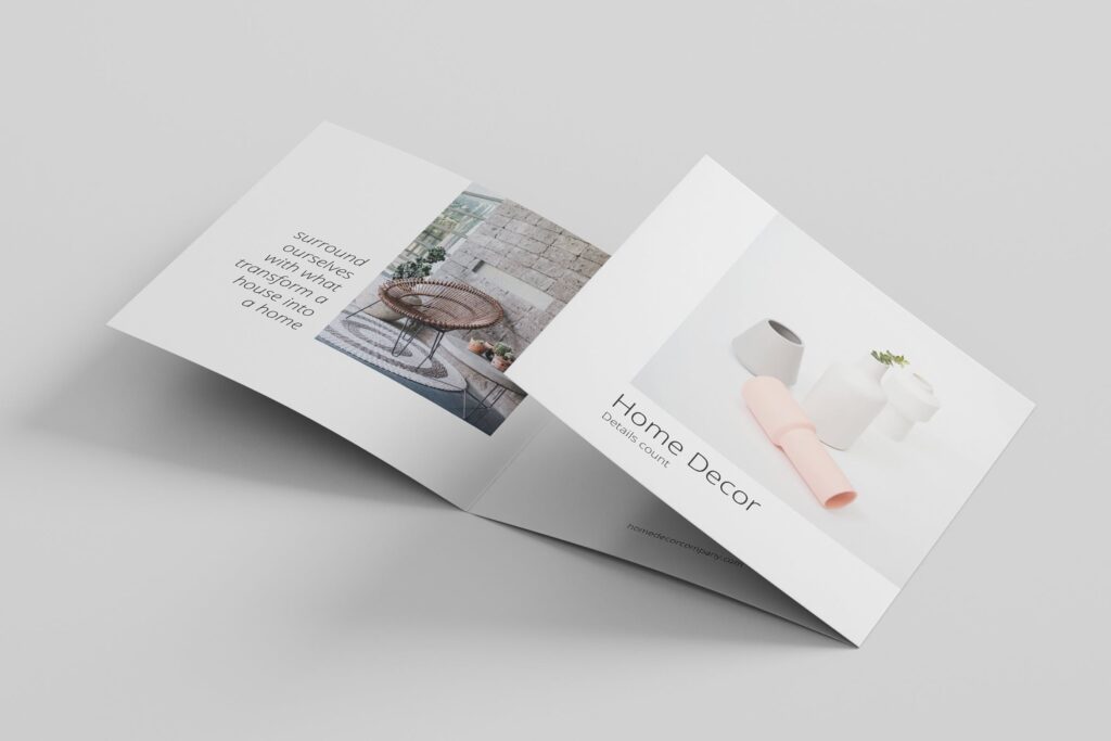 现代和简约设计风格三折页方形小册子模板Minimal Brochure Template B7W2L3