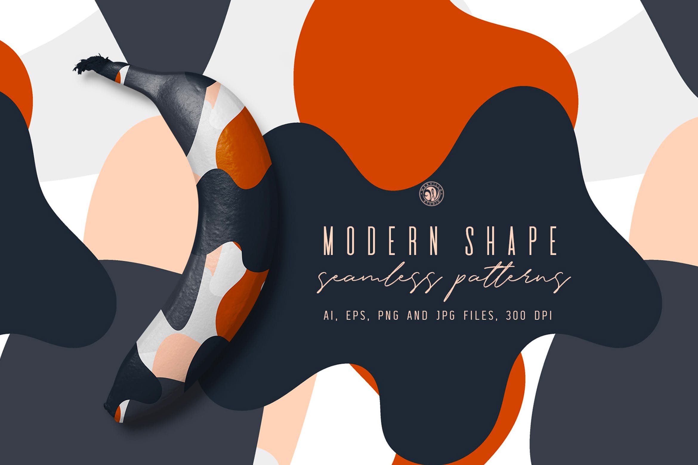 现代抽象几何形状创意装饰图案素材Modern Shape Patterns