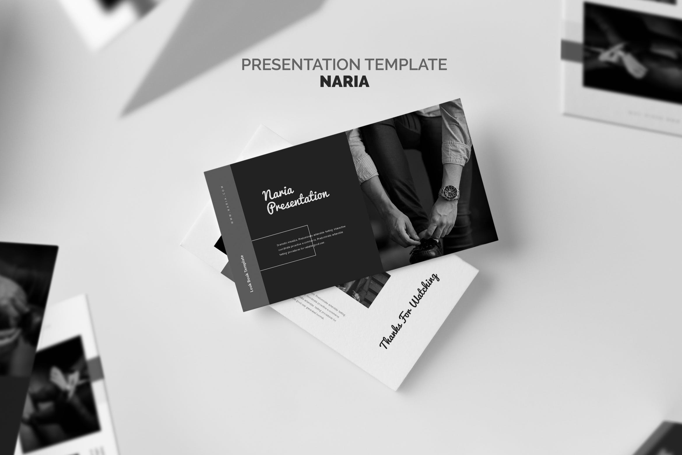黑白风格商业汇汇报PPT幻灯片模板Naria Business Profile Keynote Template