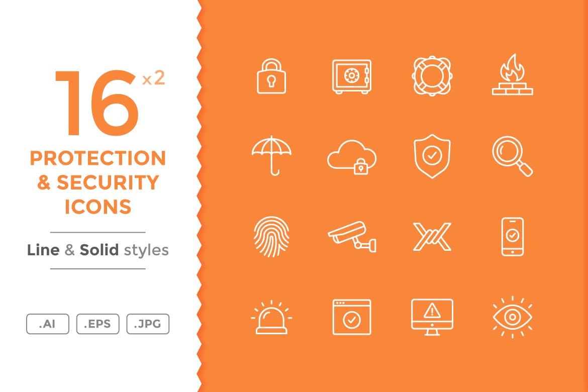 安全和保护图标线性图标源文件下载Protection Icons