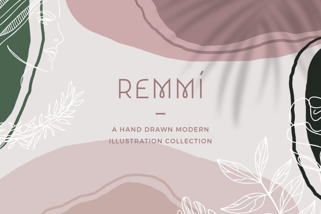 现代手绘的植物图形合集女性线条艺术插图装饰图案Remmí Hand Drawn Modern Graphics插图