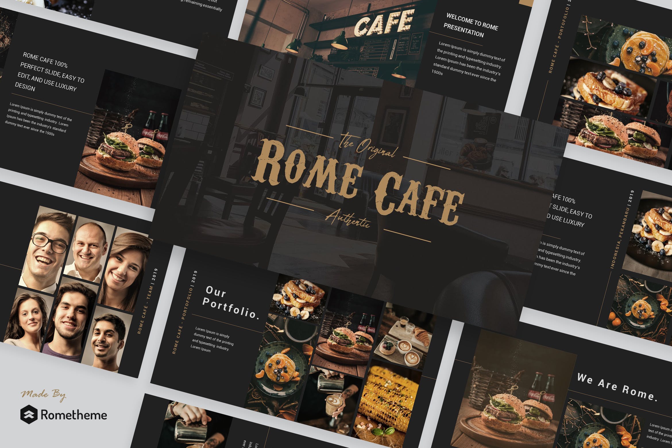咖啡行业商业新产品宣讲PPT幻灯片模板下载Rome Cafe Presentation Template插图