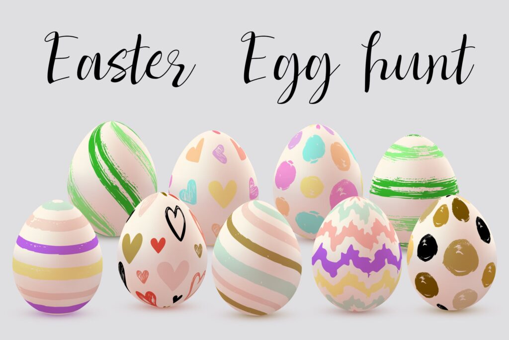 现实装饰手绘复活节彩蛋Set of Decorative Easter Eggs