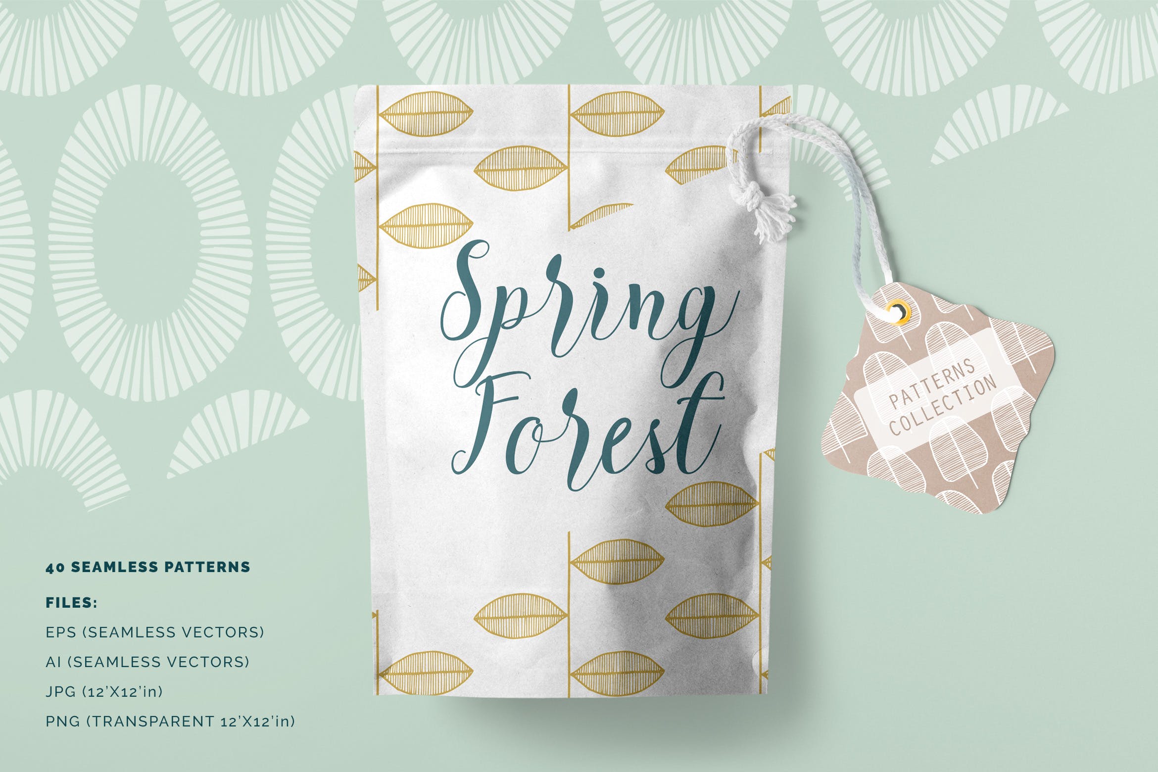 春天森林物语系列装饰纹理素材下载Spring Forest Patterns Collection