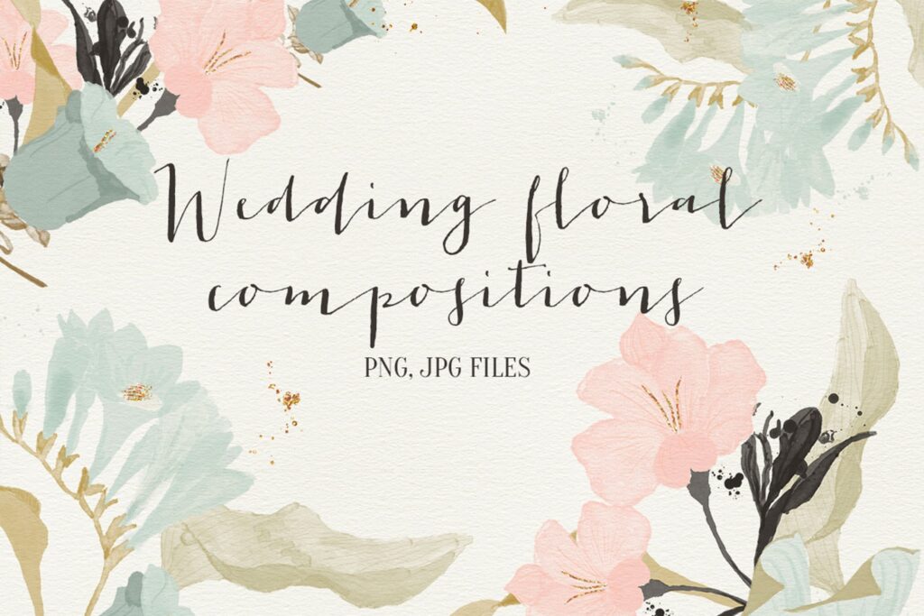 婚礼花卉手工剪纸花卉图案婚礼邀请函装饰图案Wedding Floral Compositions插图