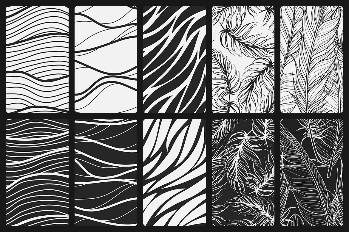 50个矢量抽象涂鸦几何线条装饰纹理50 Abstract Doodle Seamless Patterns插图9