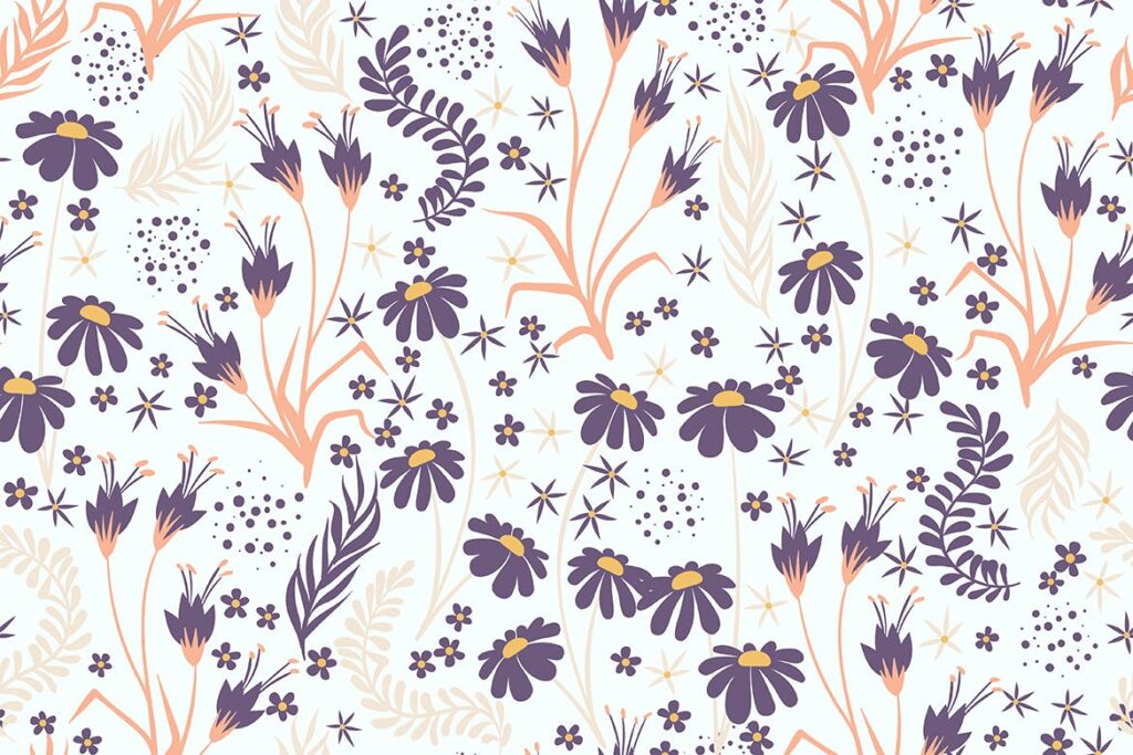 五彩雏菊植物服装品牌装饰图案花纹Chamomile Field Floral Seamless Patterns插图9