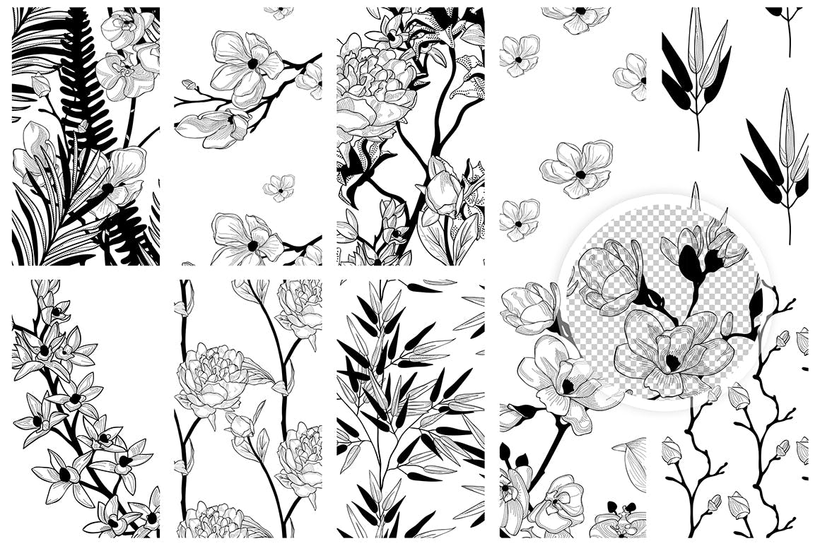 35个植物矢量图案装饰展示效果35 Patterns 8 Instagram Templates插图11