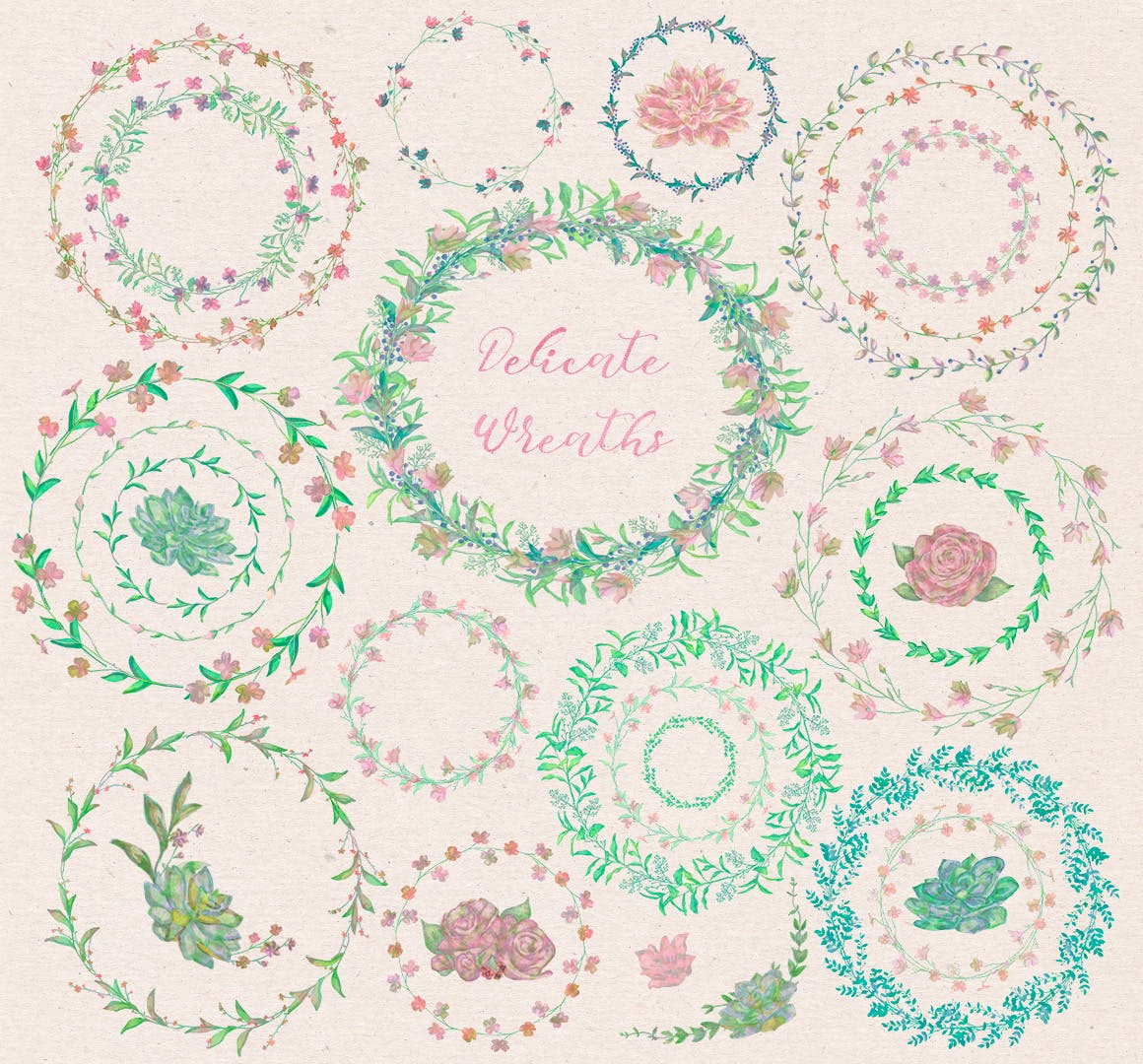 150个花卉树枝月桂服装布艺类装饰150 Watercolor Florals Bonus插图1