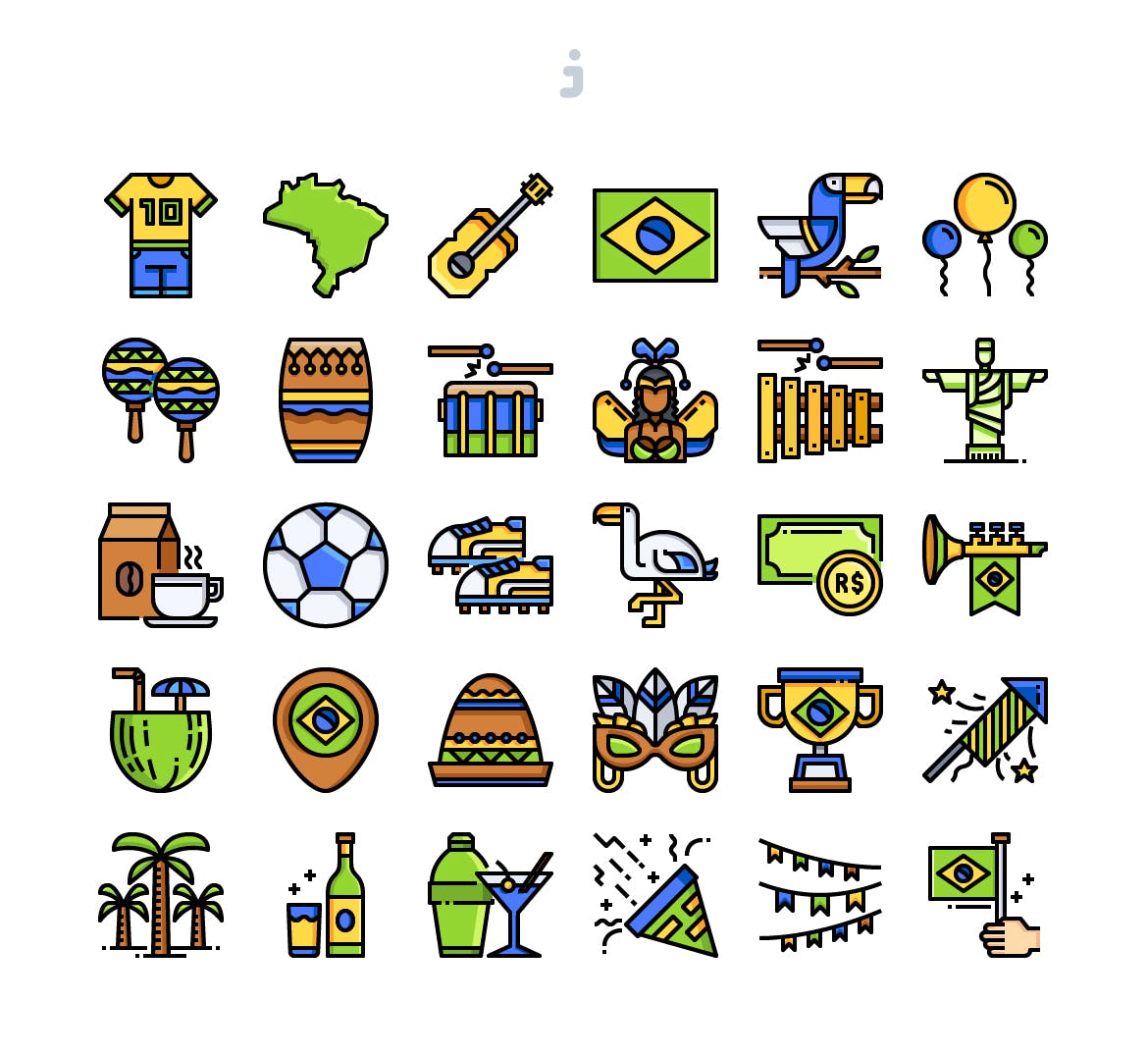 30个巴西球赛元素矢量图标源文件下载30 Brazil Element Icons插图1