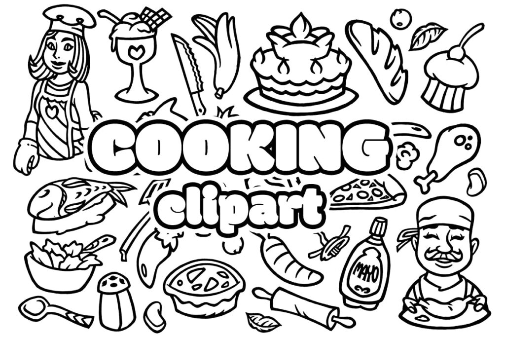 30个烹饪涂鸦剪贴画餐饮料理线性图标下载30 Cooking Doodles Clipart