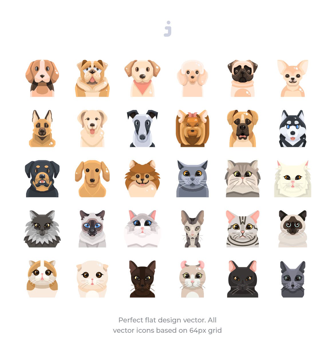  30个扁平化狗和猫图标源文件下载30 Dog and Cat Icons Flat插图1