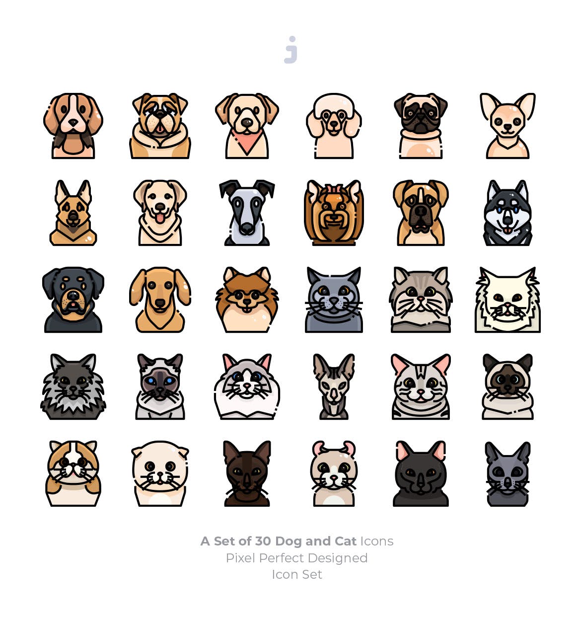 30个宠物创意描边风图标源文件下载30 Dog and Cat Icons M548H3Y插图1